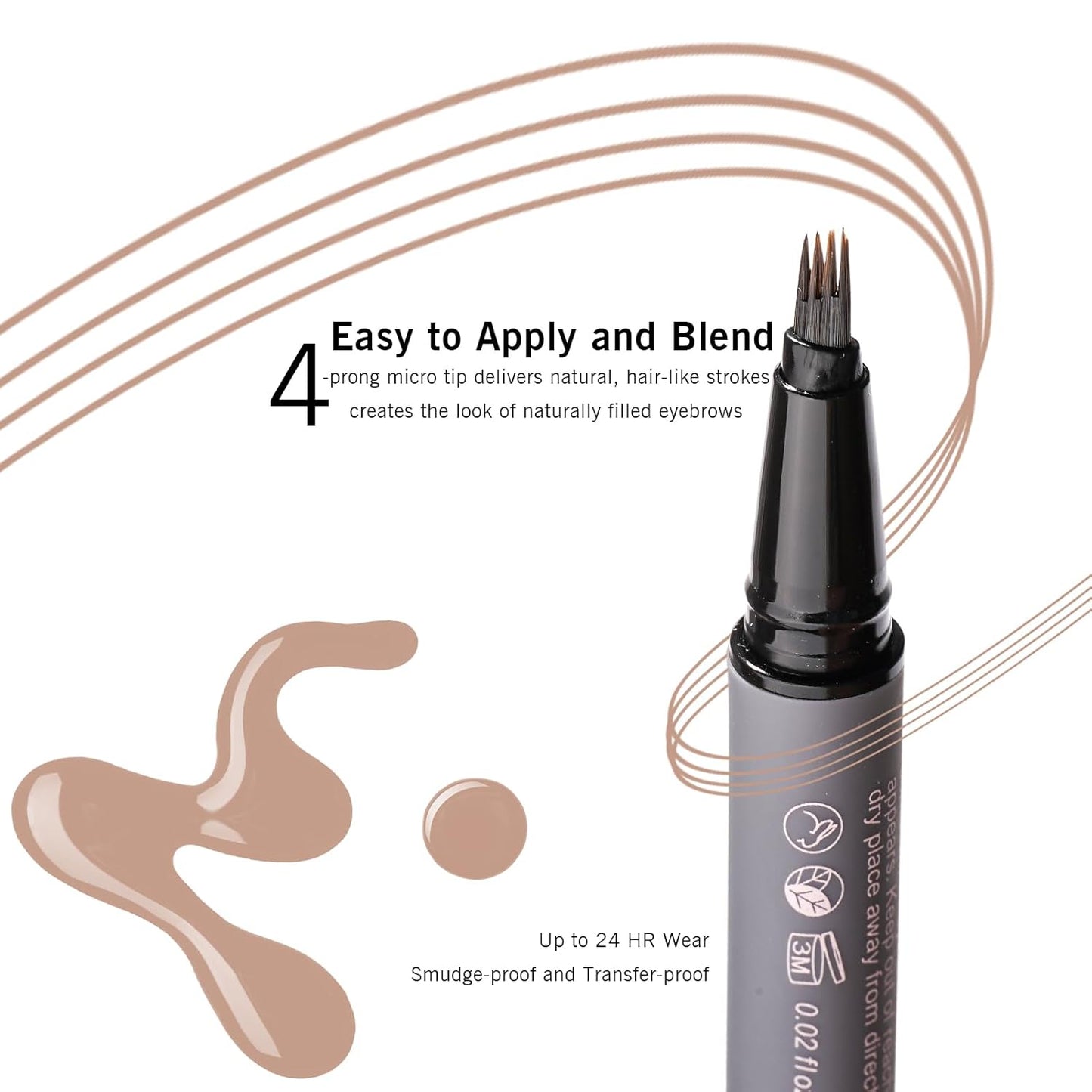 Light Blonde Eyebrow Pencil for Older Women, Light Taupe Eyebrow Pen with Hair Stroke, Ultra Precise Microblading 4-Tip Eyebrow Pen, 24H Long Wear YES.EYE DO(Golden Caramel-Light Blonde)