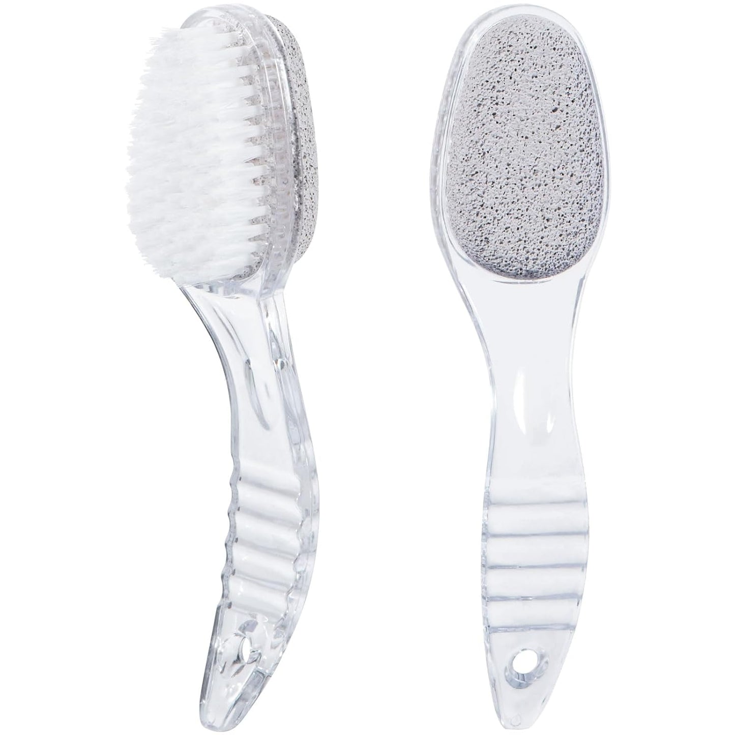 2 Pcs Foot Pumice Stone Brush Calluses Remover, Ooloveminso Large Foot Scrubber Foot File with Handle 2 in 1 Suitable for Horniness Foot Spa, Foot Care Smooth Skin (Transparent)