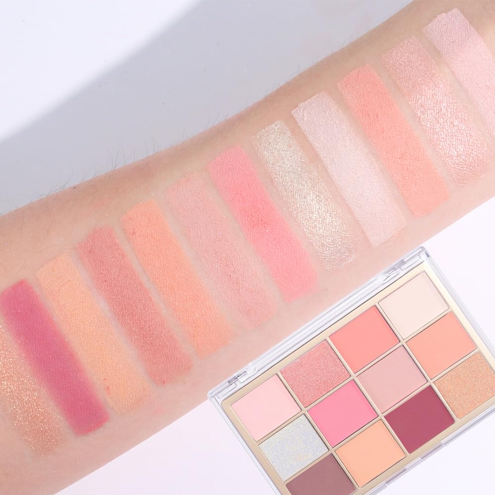 Nude Pink Eyeshadow Palette,Natural Neutral Warm Colors Cream Light Colors Eyeshadow Palette,Eye Shadow Palette Long Lasting Naturing-Looking Make Up Pallets for Women,Vegan