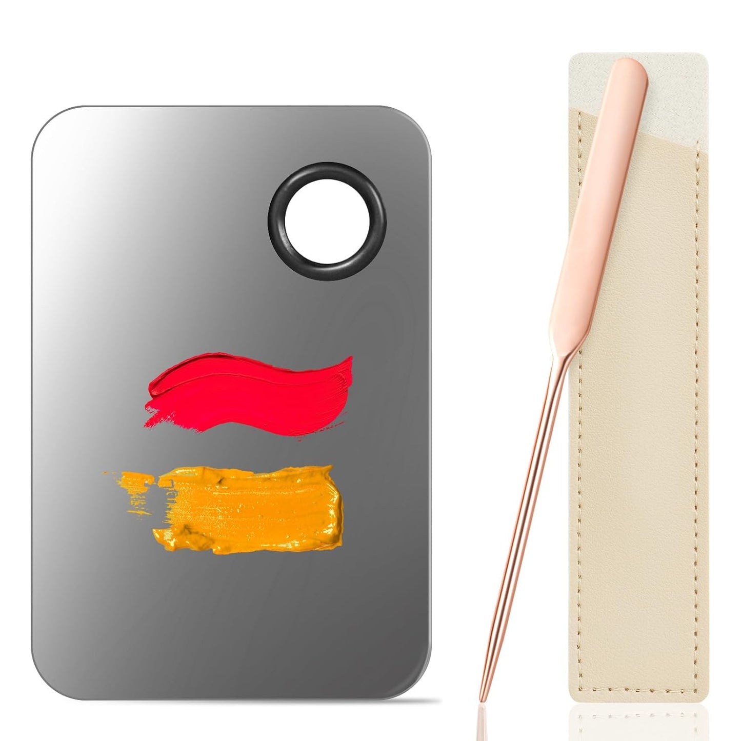 3PCS Makeup Mixing Palette, Stainless Steel Cosmetic Makeup Palette With Spatula Makeup Artist Tool, Professional Cosmetic Mixing Makeup Palette For Mixing Eye Shadow/Eyelash/Nail Art/Foundation