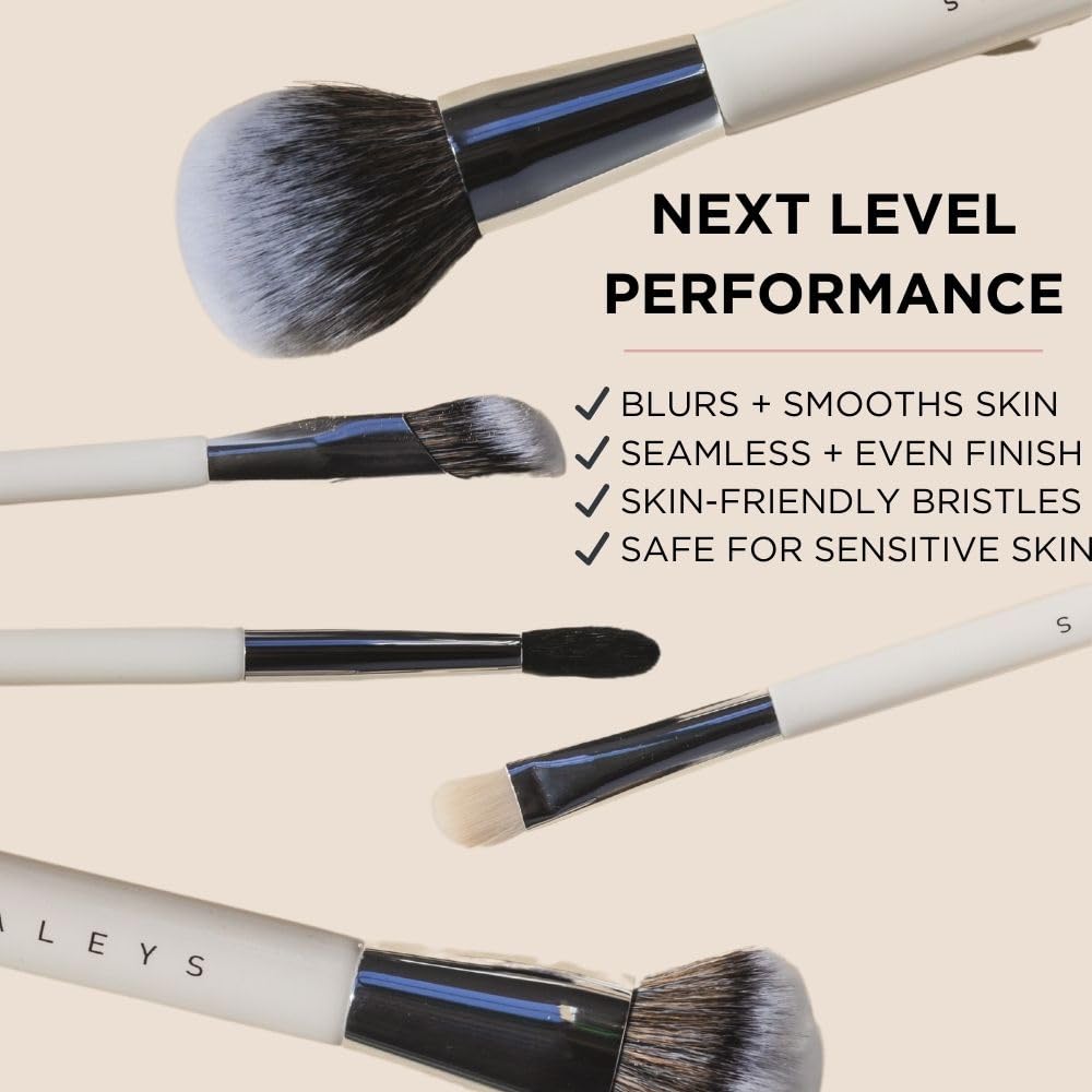 HALEYS Concealer Brush VEGAN+CRUELTY-FREE, Sustainable Wood, Vegan Bristles for Airbrushed Finish, For Creams,Liquids, Powder, Streak-free, Perfect Blending, Buffs, Smooths with Control, Special shape