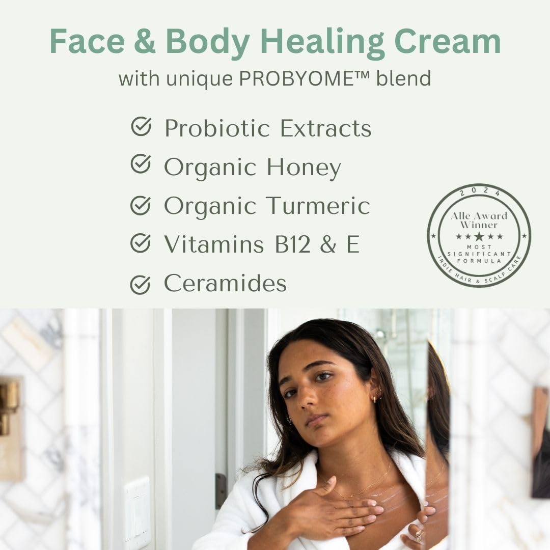 Yobee Body & Face Moisturizing Cream for Dry, Sensitive Skin | Probiotic extracts, Honey, Turmeric, Vitamin B12, Ceramides, Shea Butter | Fragrance Free | For Kids & Adults (3)