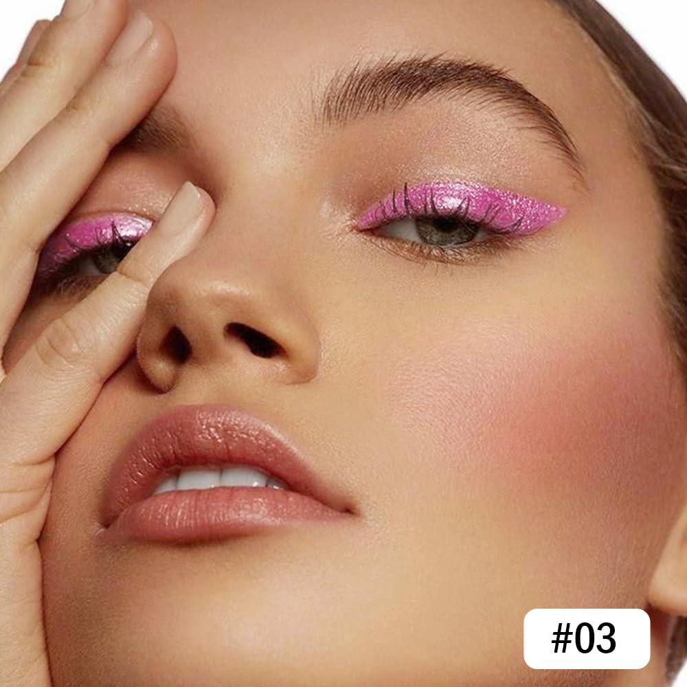 evpct Pink Glitter Eyeliner Pencils for Eyes, Pink Metallic Shimmer Eye Liner Pencil Makeup Waterproof Smudge Proof, Colored Gel Waterline Eyeliner Liquid, Face Eye Paint Stick Halloween Makeup 03