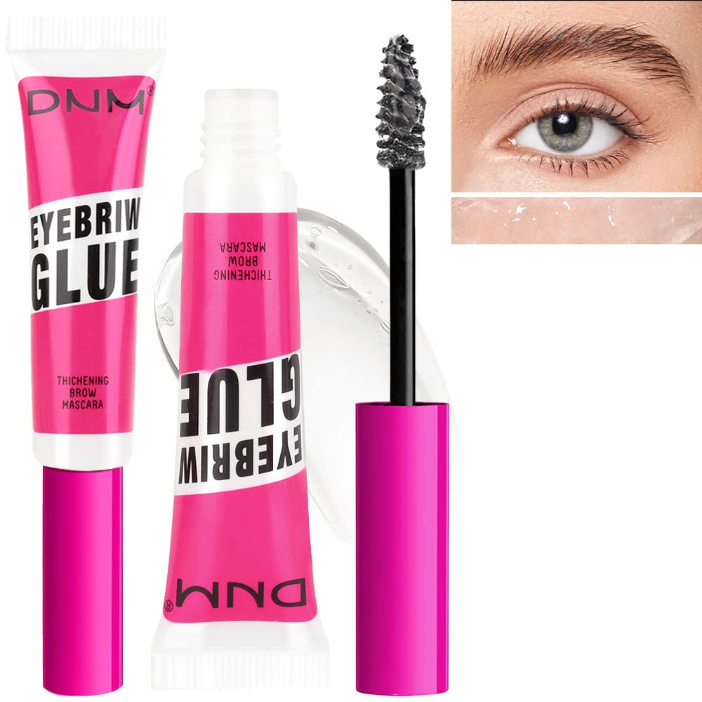 BINGBRUSH Tinted Thickening EYE Brow Glue Mascara,Brow Fast Sculpt,Waterproof, Transfer-proof, Brush to Fill in Eyebrows and Cover Gray Hairs - Cruelty Free - Light Medium Brown (2Pcs 09 transparent)