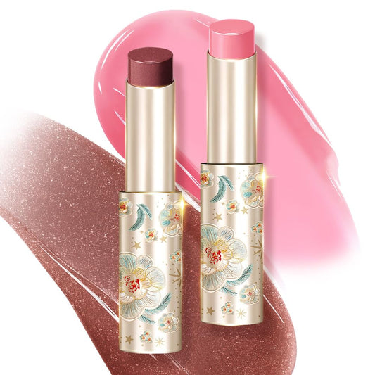 CATKIN Glossy Lip Balm Ultra Hydating Glow Lip Tinted Jelly Plump Melting Balm Shea Butter Repair Soothing For Dry Lips Dewy Finished 0.12 oz 2pcs Set 03