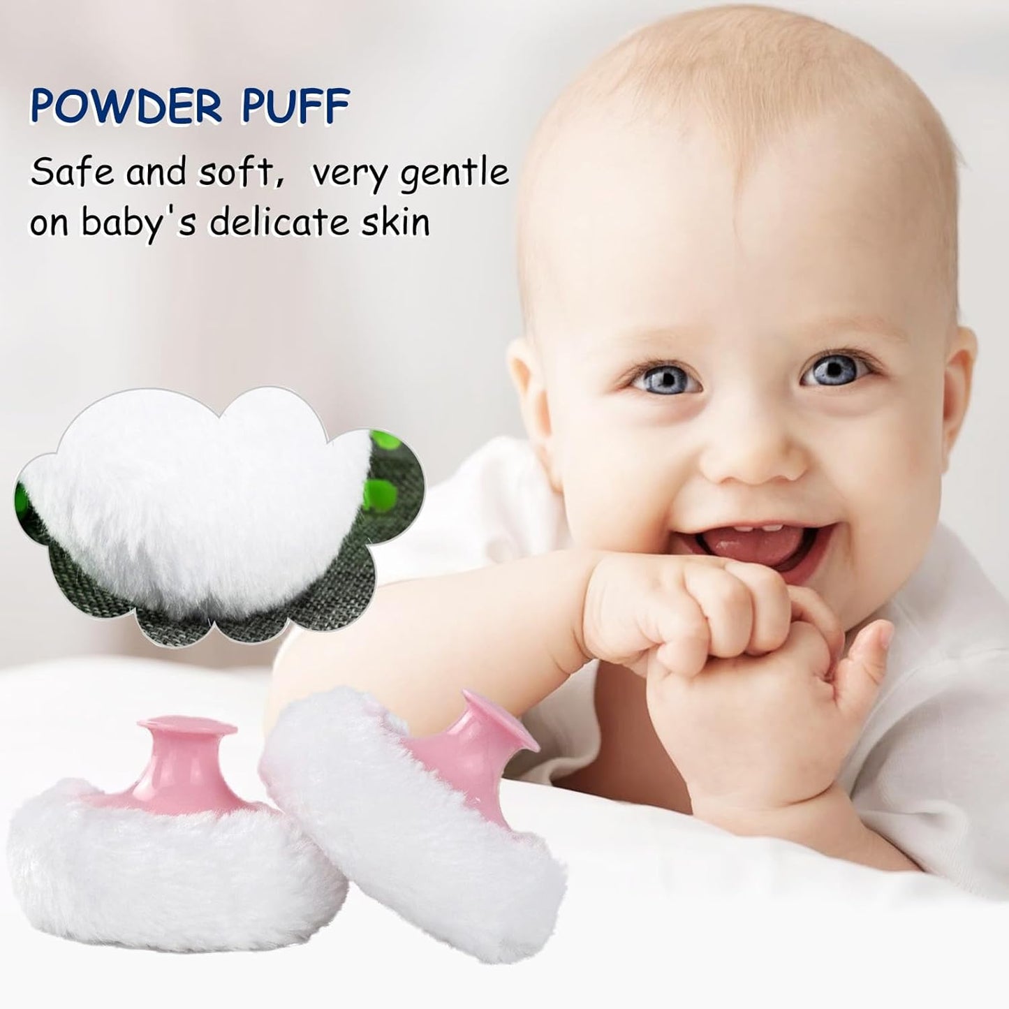 Body Powder Puff and Container for Dusting Powder, Women Powder Puff and Powder Case for Bath and Travel (Lotus Red)