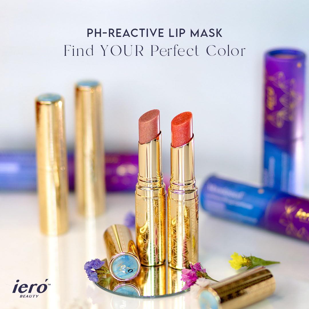 ieró Beauty 3-in-1 Moisturizing Vegan Tinted Lip Balm: Hydrating, Soothing Lip Serum + Plumping Balm + pH Reactive Tint | Shea Butter & Vitamin E | Antioxidant-rich Long Lasting Lip Care Paraben Free