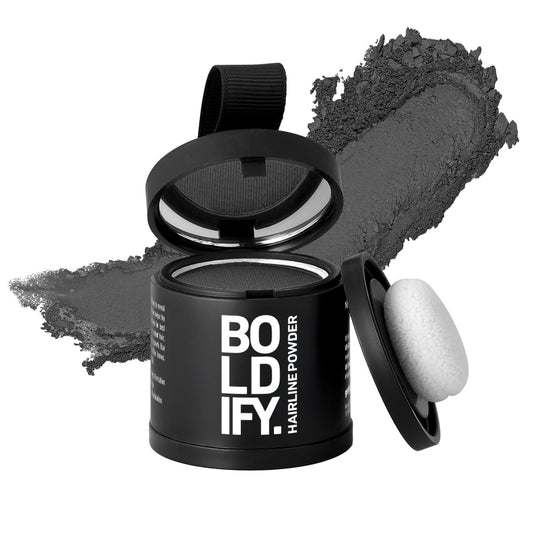 BOLDIFY Hairline Powder (LARGE, 10g) - Root Touch Up Hair Color for Gray Coverage - Bald Spot Concealing Hair Powder for Women & Men - 48-Hour Stain-Proof - Dark Gray