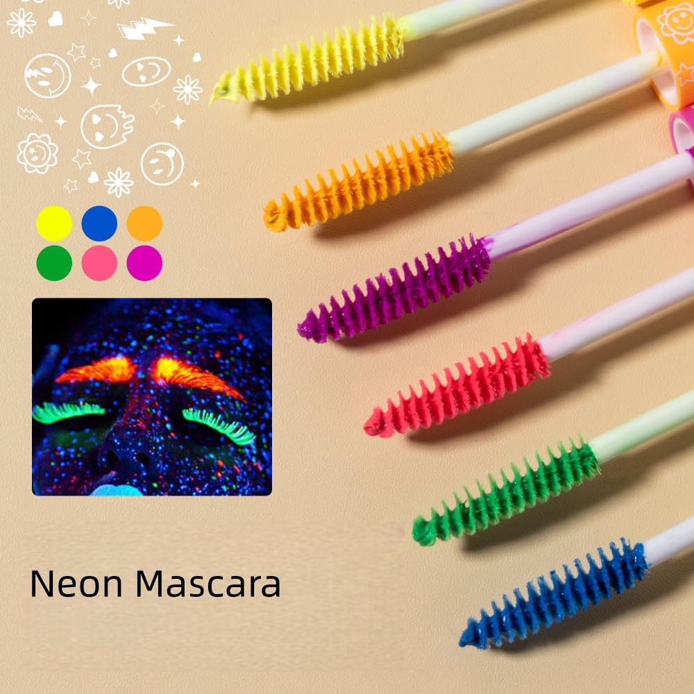 6 Colors Fluorescent Mascara, Glow Colored Mascara, Parties, Weddings, Stage Use, Party Night, Halloween Christmas Parties, High Pigmented, Apply to Eyelashes/Eyebrows/Hair (Orange)