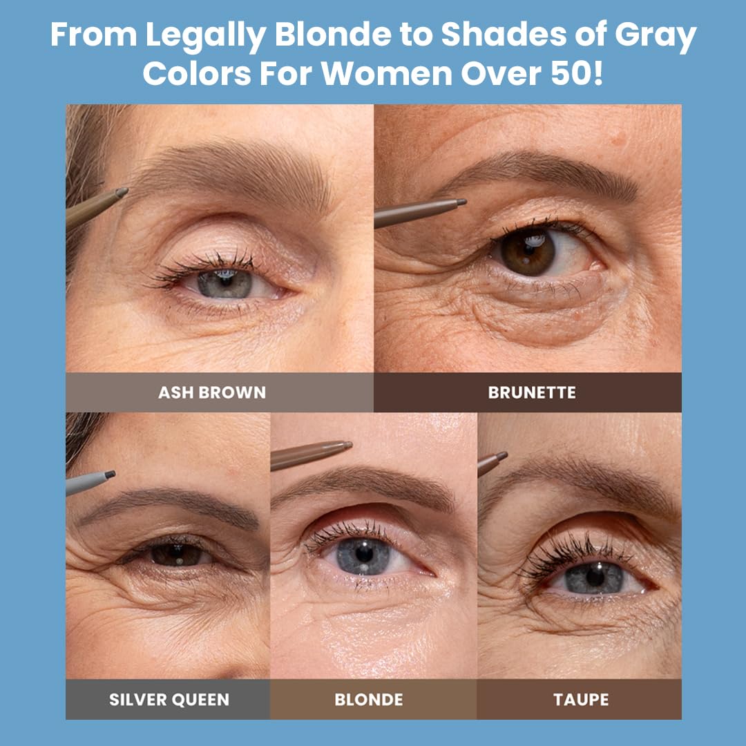 PrimeBrow Pencil for Mature Women – Ultra-Precise Tip for Natural, Hair-Like Strokes – Smudge-Proof & Long-Lasting Wear – Great for Thinning, Sparse, or Graying Brows (Taupe)