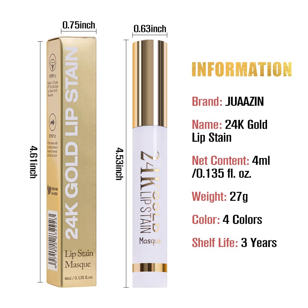 2025 New 24K Gold Liquid Lip Gloss Peel Off Lip Stain Tattoo with Tweezer, Mauve Lips Stain Peel Off Masque, Long Lasting Waterproof Lip Tint Stain, Transfer-proof for All Skin Types 04#