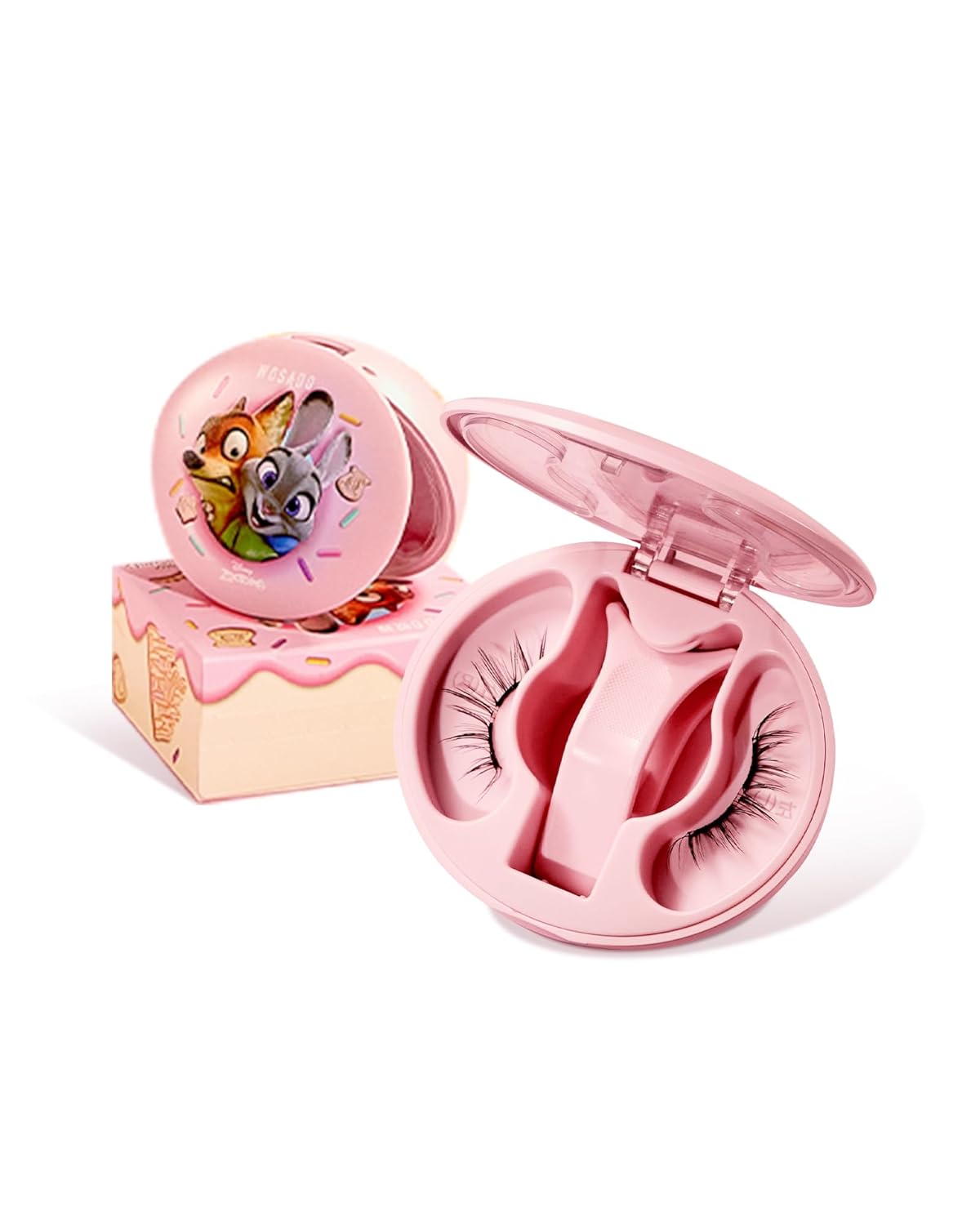 WOSADO×Disney Soft Magnetic Eyelashes Kit with Applicator, No.18 Velvet Black Reusable Glue-free Wispy Magnetic Lashes, Cruelty-free False Lashes, Waterproof, Lightweight, Suit for Heavy Makeup