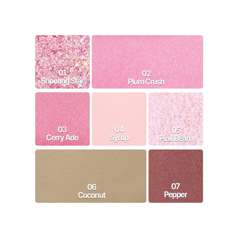 Espoir Real Eye Palette #6 Plum Soda | Everyday Multi-Use Long-Lasting and Blendable 7 Colors Eyeshadow Palette for Eyeshadow Base and Cheeks Makeup | Warm, Cool, Neutrals | Korean Makeup