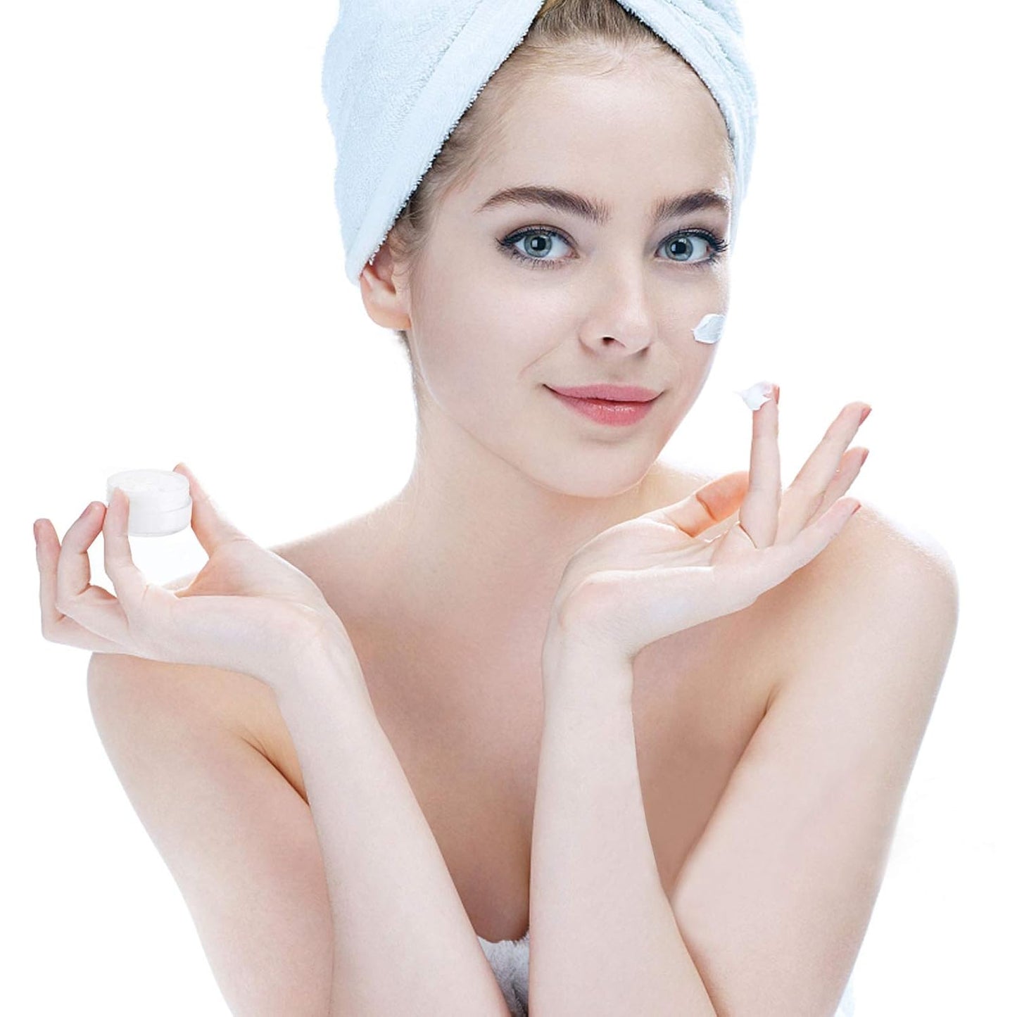 Refillable Cosmetic Sample Jars - 100 Pack 20g (0.7oz) Black Small Travel Containers with Lids + 10 Mini Makeup Spatulas - BPA Free