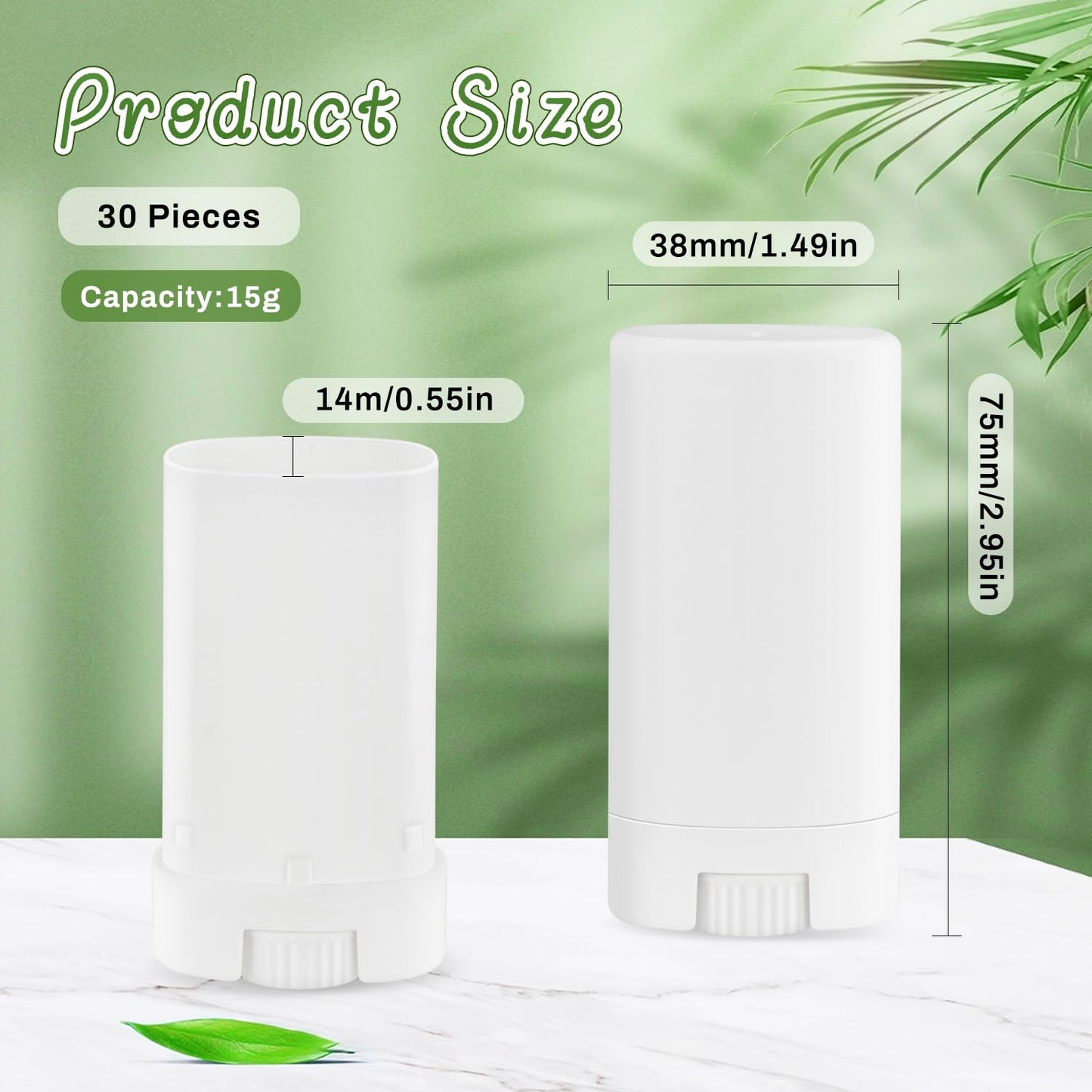 30 Pieces 15g/0.5oz White Oval Plastic Lip Balm Tubes,Empty Deodorant Bottles,Twist-Up Chap Stick Storage Containers for DIY Homemade Sunscreen Bar,Moisturizing Stick,Crayon