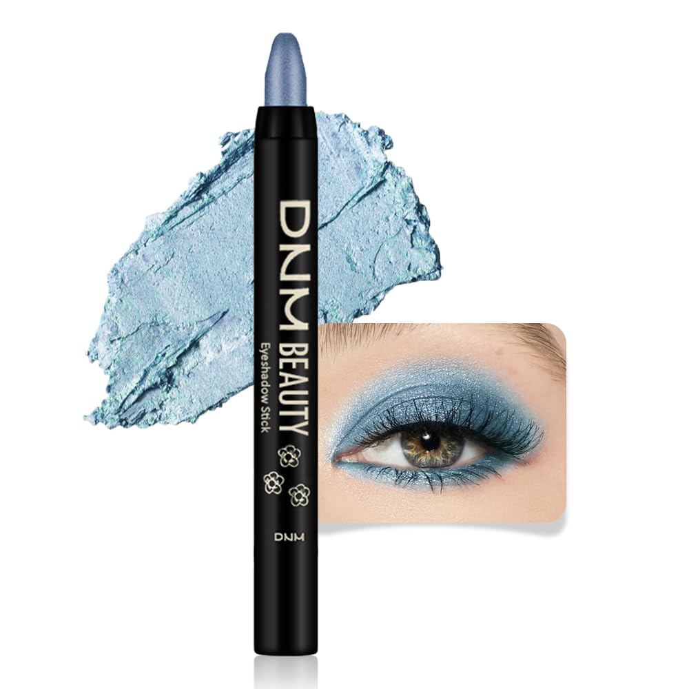 evpct Sky Blue Shimmer Cream Eye Shadow Brightener Sticks Set for Eyes, Blue Shimmery Matte Pencil Eye shadow Applicator Stick Pen Palette Makeup Waterproof sombras en crema para ojos 10#
