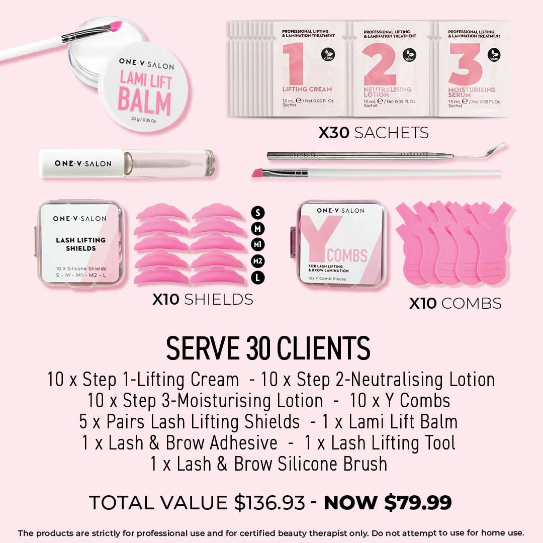 Brow Lamination and Lash Lift Professional Kit – Instant Lift for Lashes & Brows – Vegan, Long-Lasting, Complete Lash and Brow Lift Kit with Sachets, Tools, and Glue Balm