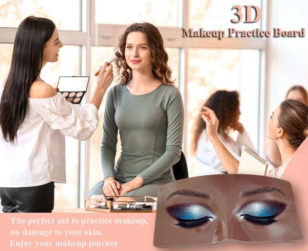 Makeup Practice Face Board, 3D Realistic Practice Makeup Face Set, Makeup Mannequin Face with Makeup Kit for Professional Makeup Artists Students and Beginners to Practice Eyes Eyeshadow Makeup