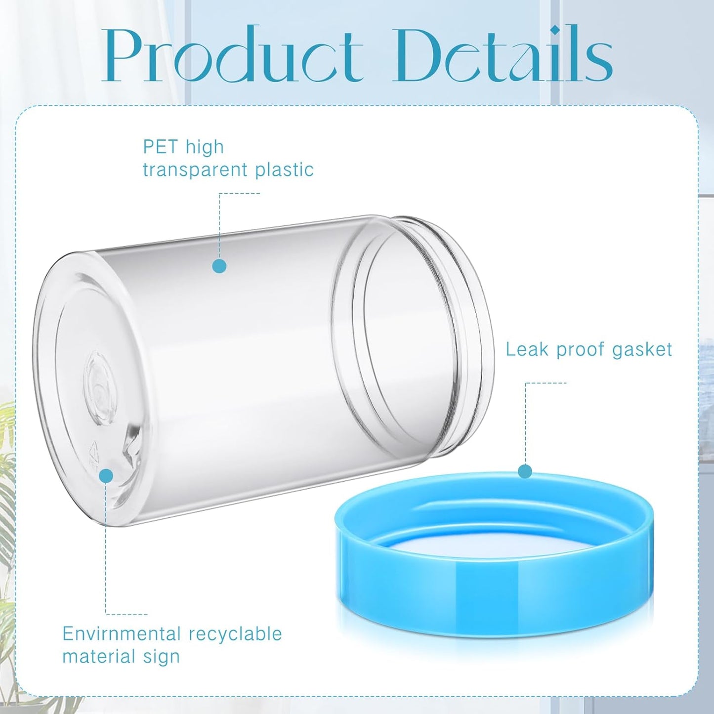 SATINIOR 100 Pcs Plastic Jars with Lids Small Containers Lids Wide Mouth Small Plastic Containers for Lotion Cream Rhinestones Body Butters Travel Storage(10 oz, Blue)