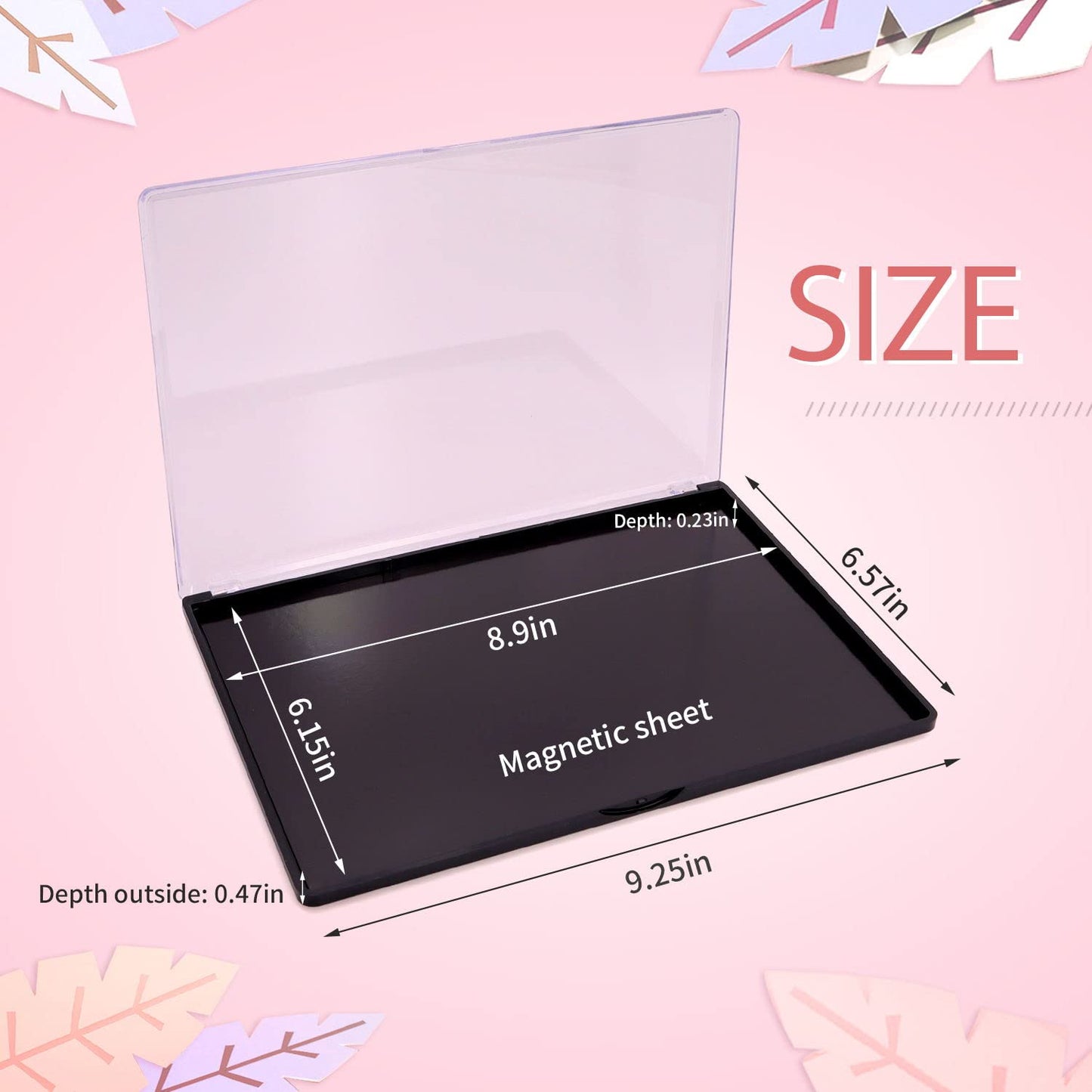XL Large Empty Magnetic Eyeshadow Palette with Clear Top, Travel Makeup Organizer with 40Pcs Adhesive Metal Stickers For DIY Your Own Powder Palette (XL Large - 9.25'x6.57')