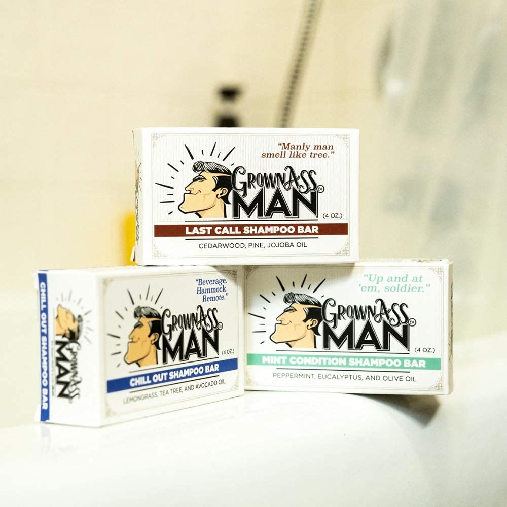 Solid Shampoo Bar Rich Lather 3 in 1: Hair, Beard & Body Wash - Plastic Free & Eco-Friendly, Natural & Organic Clean for All Hair Types, 4oz Bar (Variety, 3-Pack)