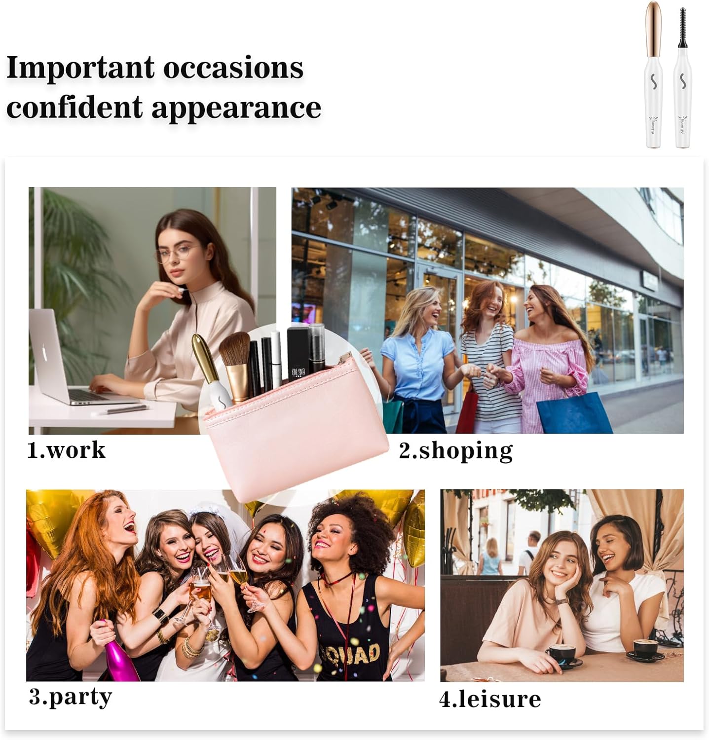 Heated Eyelash Curlers-Electric Eyelash Curler for Makeup Tools USB Rechargeable,Fast Heat up Within 10s - 24 Hours Long Lasting (White)