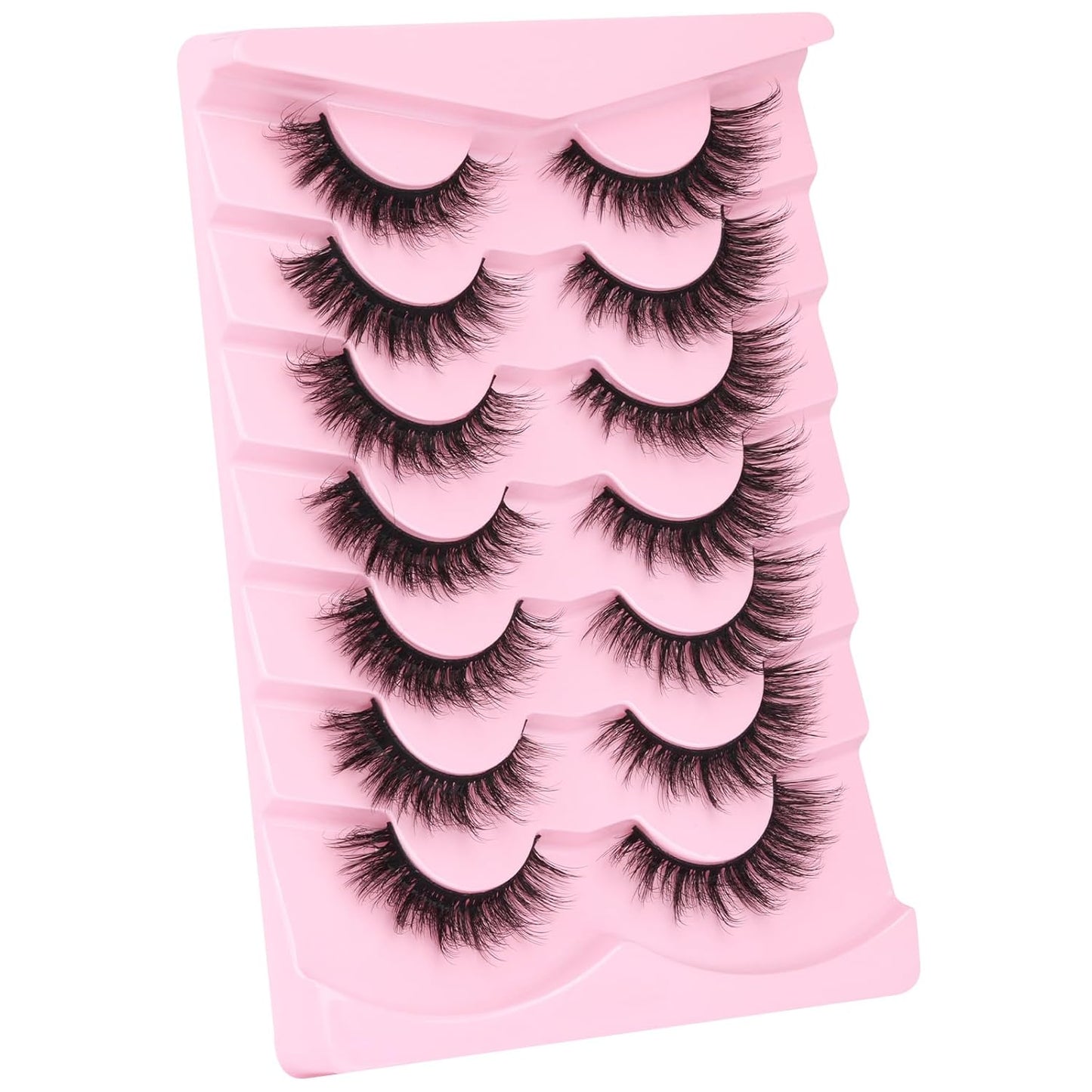 Kiromiro Lashes False Eyelashes Cat Eye Faux Mink Lashes Wispy Strip Lash 6D Volume Fake Lash Natural Look Eyelashes Pack 7 Pairs