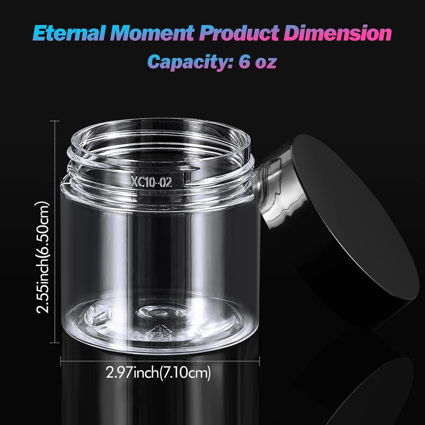 Eternal Moment 36 Pack 6 OZ Plastic Jars Round Clear Cosmetic Container Jars with Lids, Perfect for Lotion, Cream, Ointments, Makeup, Eye Shadow, Rhinestone, Samples, Pot, Travel Storage