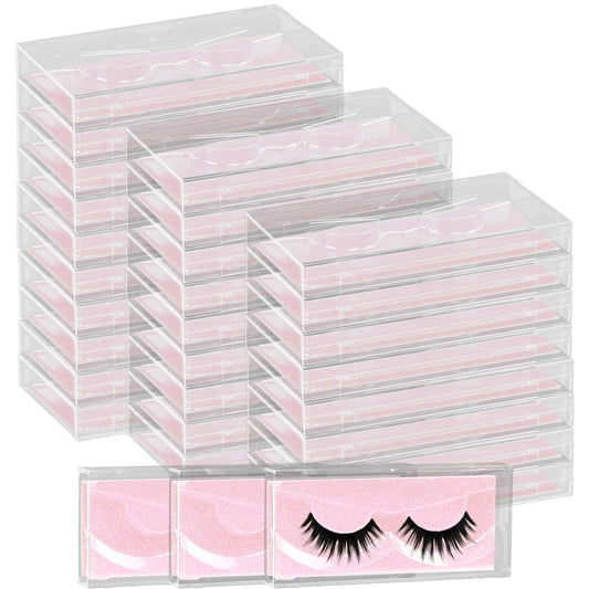 Empty Lash Boxes, 30 Pack Customizable False Eyelash Packaging Cases, Bulk Storage Containers, Premium Display and Protection (Pink)