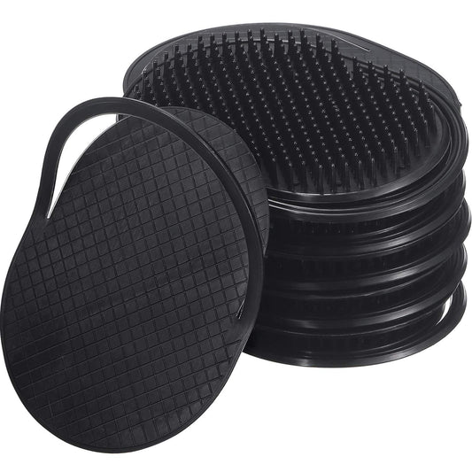 BBTO 12 Pieces Soft Portable Hair Massager Brushes - Shampoo and Grooming Combs for Home, Office, Travel, and Pets (Black)