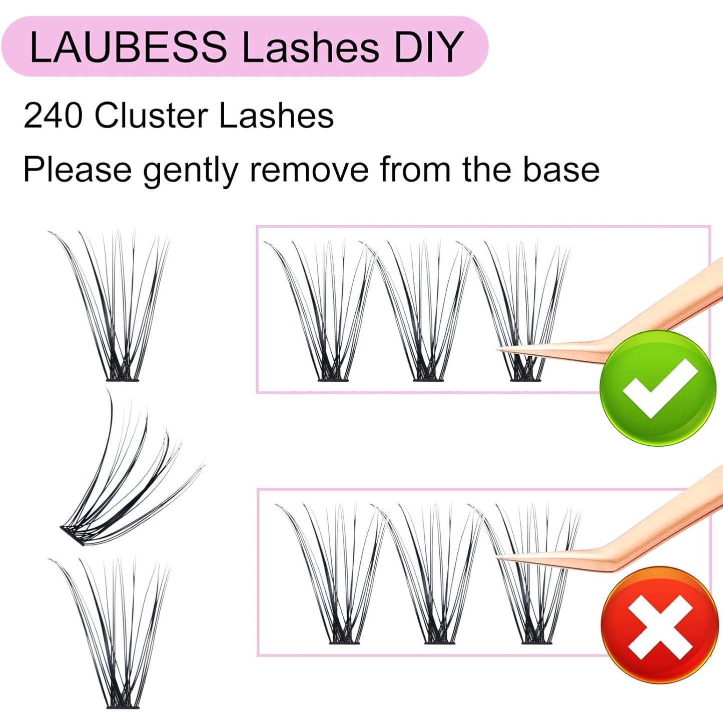 Eyelash Clusters LAUBESS Lash Clusters Individual Lashes Cluster Eyelash Extensions DIY at Home Waterproof Cluster Lashes (20D-0.07D-15)