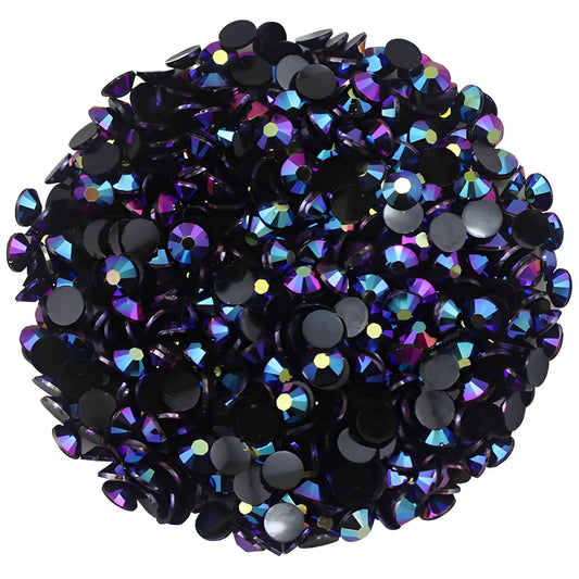 4500 Pcs SS6 2mm AB Flatback Rhinestones for Nails Art Crafts Glitter Round Shine Gems Crystals DIY Clothes Shoes （Black-Bottom Purple Red AB）