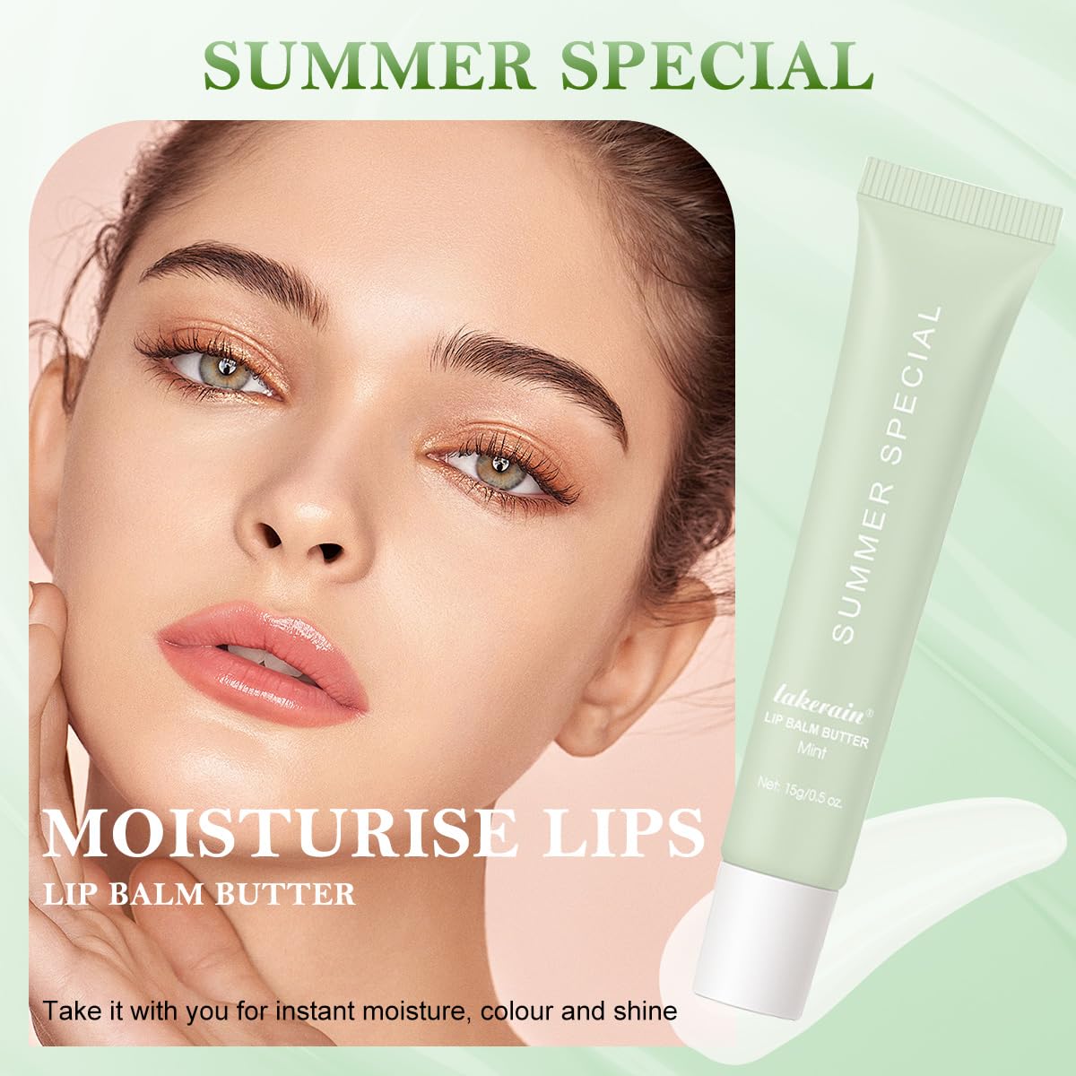 Summer Lip Butter Balm, Moisture and Hydration Lip Gloss, Long-lasting Hydrating Non-Sticky Lip Balm, Soften Dry Lips Lip Care (#Sweet Mint, 1Pcs)
