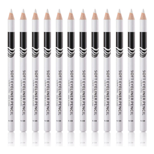 Go Ho 12 PCS White Eyebrow Eyeliner Pencils,White Eyeshadow Makeup Pen,Sweatproof Eye Highlighter Makeup Pencil,Long-lasting Nice Color Eye Brow Gel Pen,Brow Tint Sticks（White）