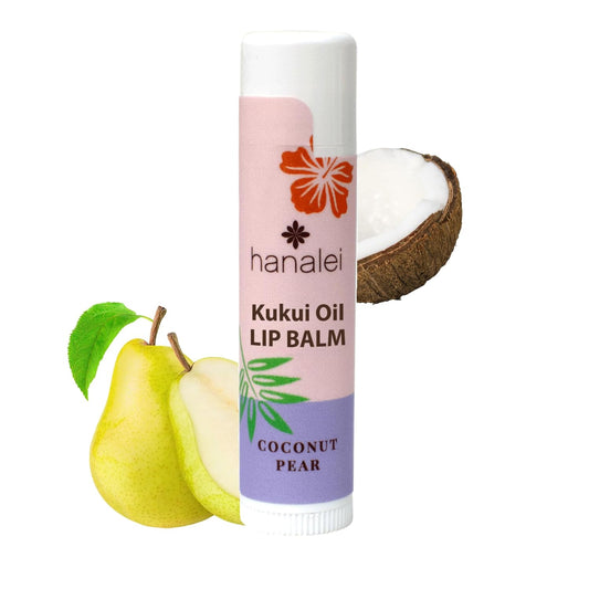 Hanalei Lip Balm & Moisturizer – Natural Kukui Oil & Beeswax for Hydrating, Soothing & Repairing Dry, Chapped Lips – Long-Lasting Care – Softens, Nourishes & Protects – Coconut Pear Flavor