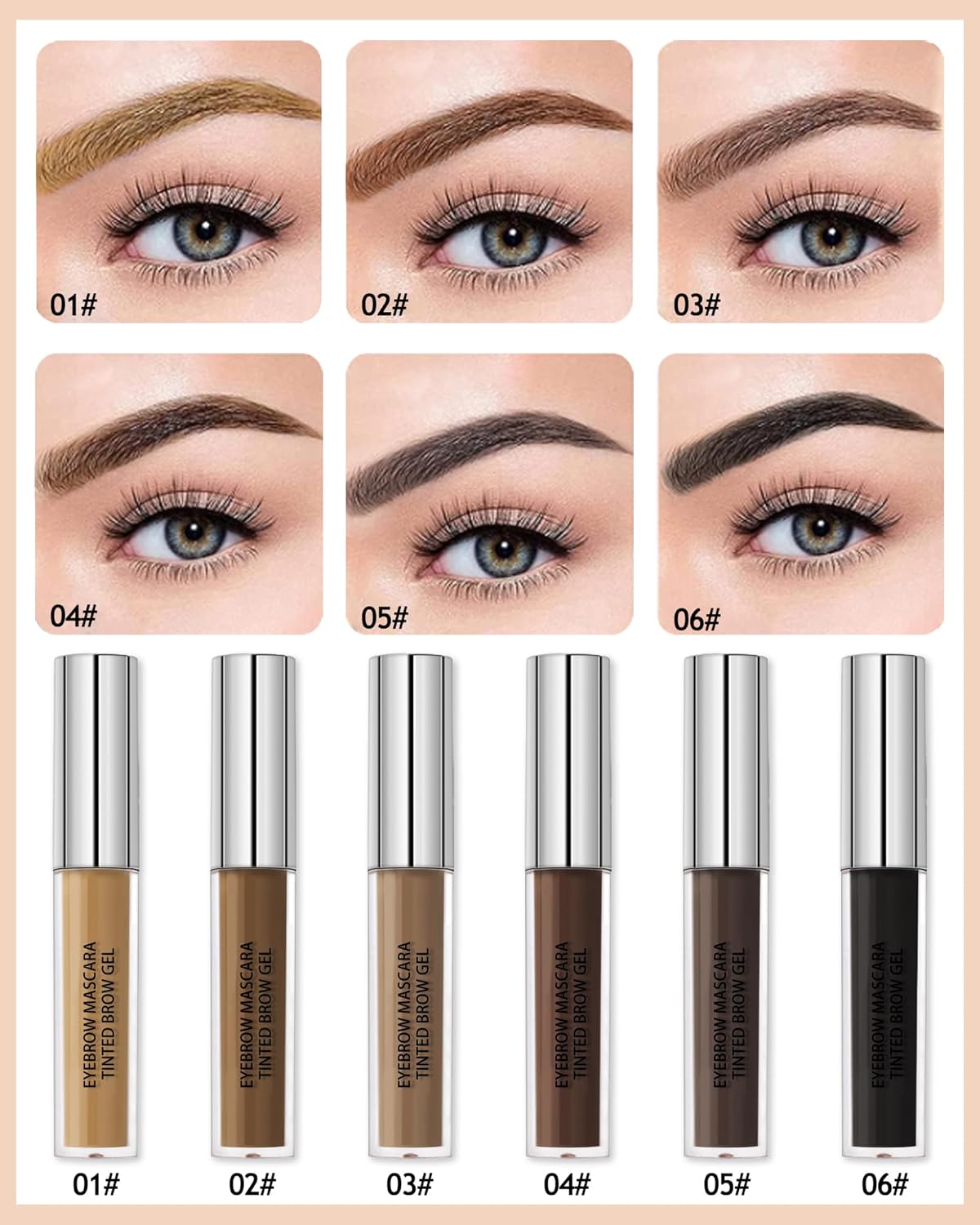 Waterproof Tinted Brow Gel - Long Lasting, Smudge-Proof Liquid Eyebrow Makeup - Volumizing Enhance Eyebrow Mascara for Women - With Brow Razor Brush - 02 Auburn