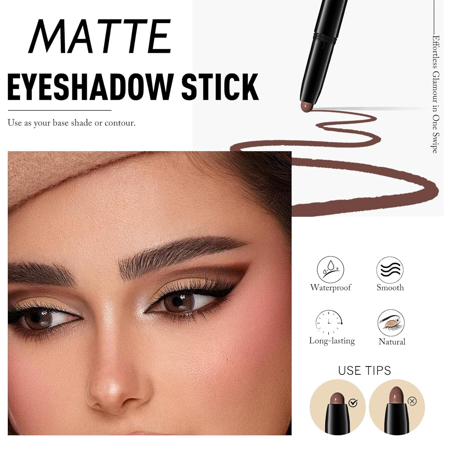 Eyeshadow Stick Matte Eye Shadow Pencil Cream to Powder Eye Brightener Crayon Long-Lasting Crease-Proof Neutral Eyeshadow Buildable & Blendable High Pigmented Eye Liner Makeup for Women, 2 PECAN