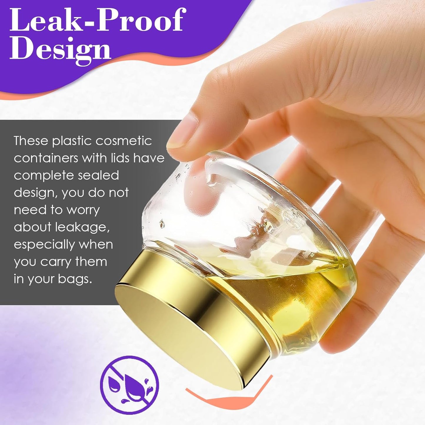 36 Pack 8 oz Plastic Cosmetic Containers With Lids Refillable Clear Empty Travle Jars Containers for Body Butter,Sugar Scrubs,Cream,Lotions,Candy, Waterproof Label&Spatulas - (Rose Gold Lid)