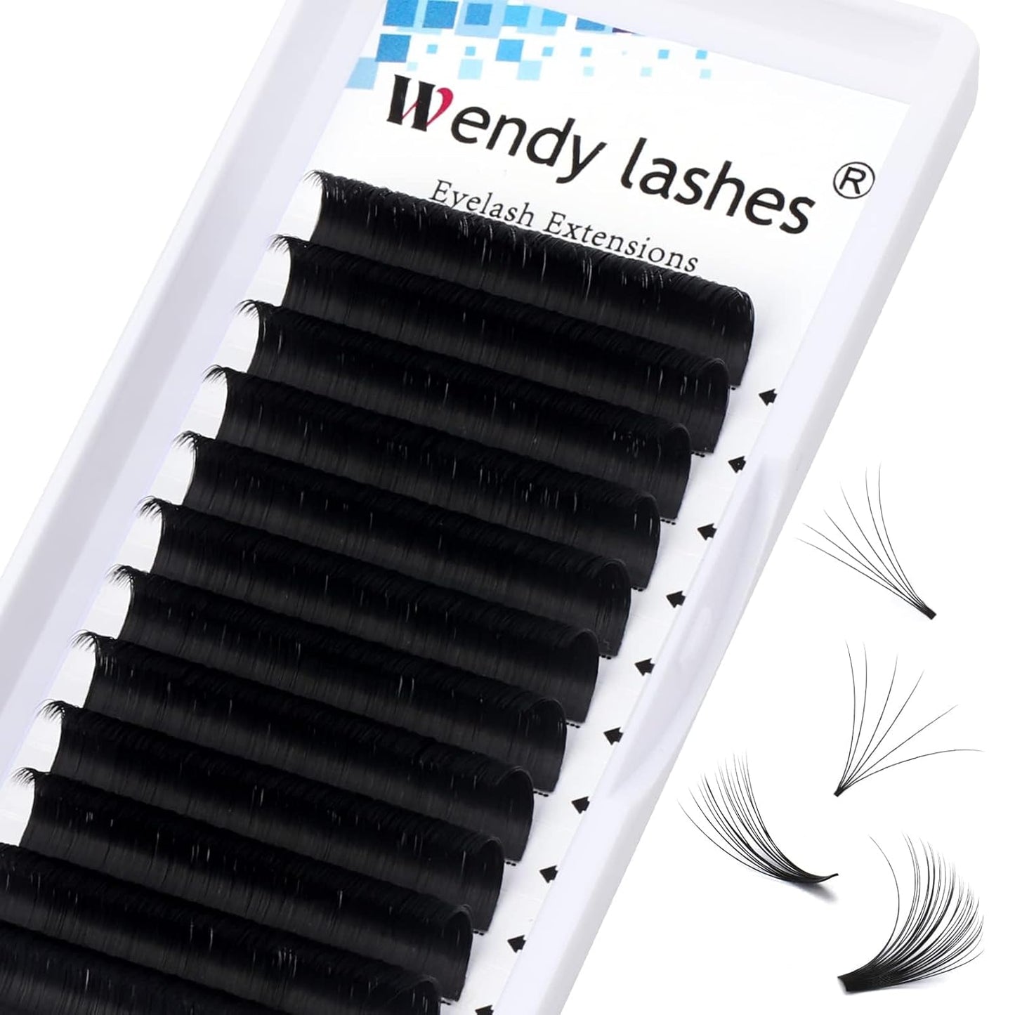 Easy Fan Volume for Lash Artists: Wendy, Handmade Fans for Eyelash Extensions, Self Fanning, Blooming, C-KH, Black, D-0.05-15
