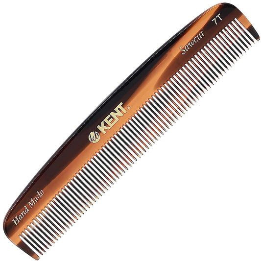 Kent 7T Handmade All Fine Tooth Pocket Comb for Men, Hair Comb Straightener for Everyday Grooming Styling Hair, Mustache and Beard, Use Dry or with Balms, Saw Cut and Hand Polished, Made in England