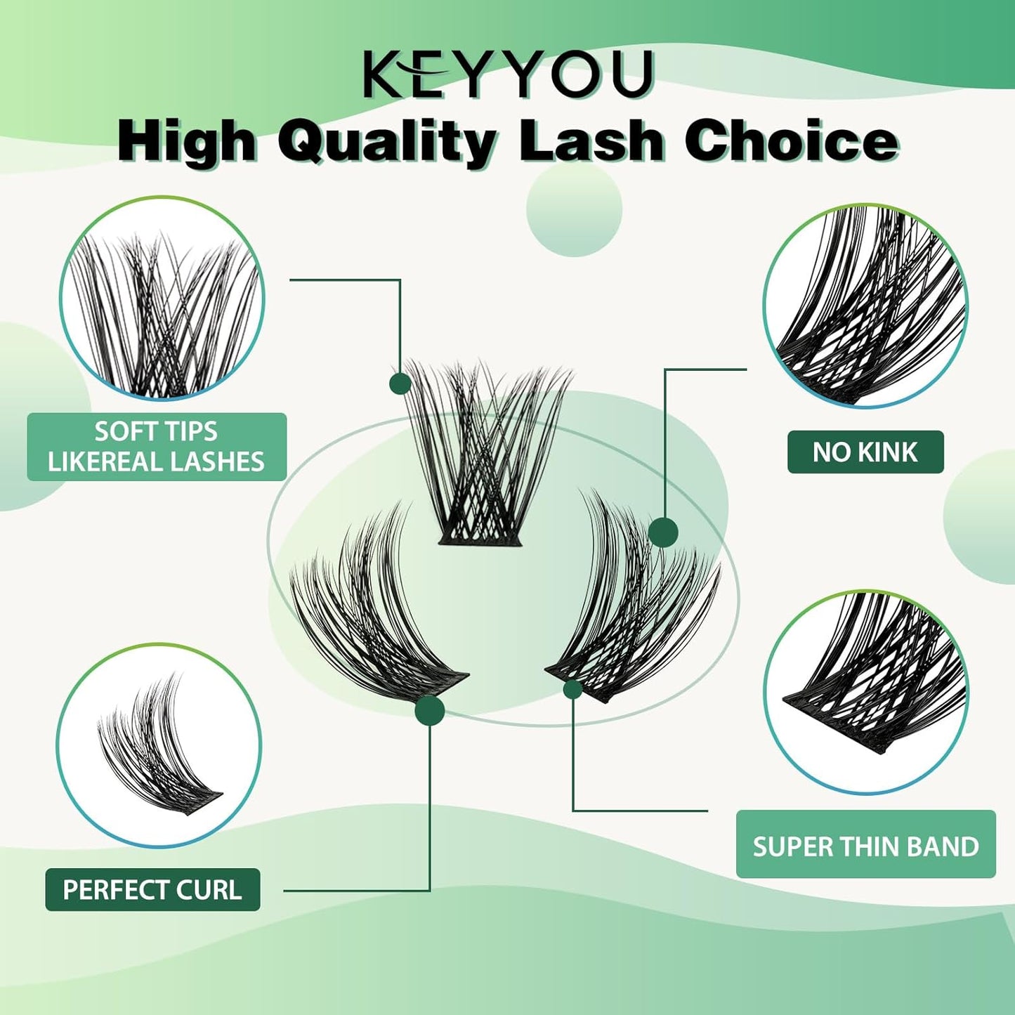 Lash Clusters 96pcs Individual Lashes Y01 C Curl 10mm Eyelash Clusters KEYYOU Volume Wispy Lash Extension Soft&Comfortable Easy DIY at Home(Y01 C-10mm)