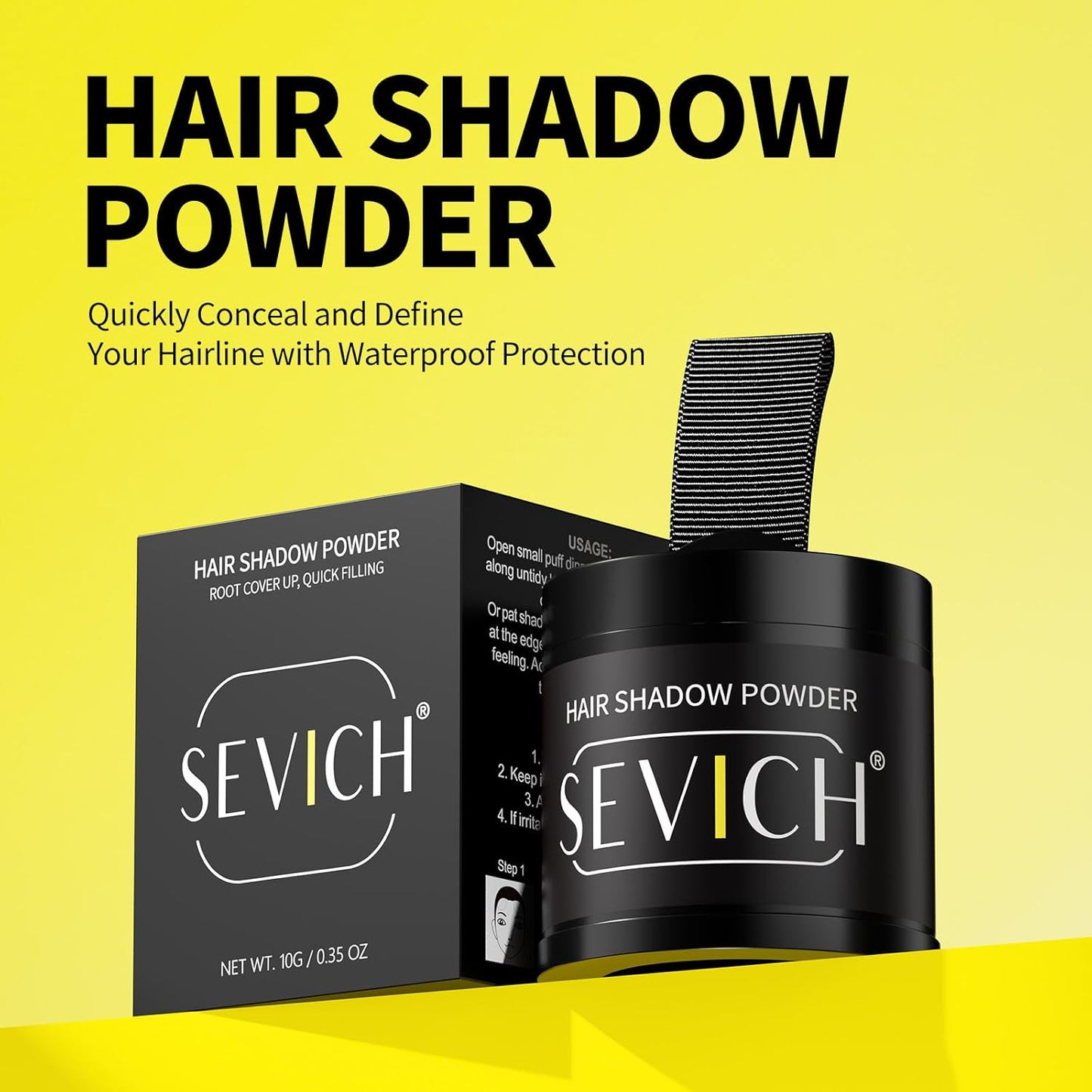 Sevich Hairline Powder 10g Large Capacity,Instantly Conceals Hair Loss,Root Touch up Powder,Hair Shadow Toppers for Women & Men Thinning Gray Hair,48H Makeup Lasting,1 Box = 2.5 Boxes,Black