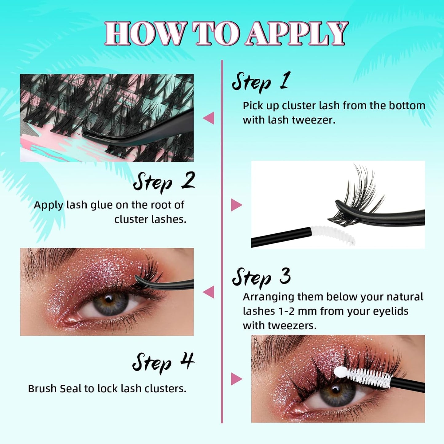 Lash Clusters Kit 160PCS Fairy Eyelash Clusters Kit with Lash White Bond and Seal,Eyelash Glue Remover and Applicator, Manga Eyelashes Wide Stem Cluster Eyelashes Extensions Kit(Lily,C-Mix10-18mm)