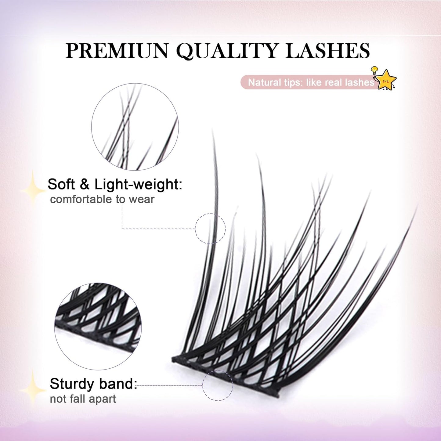 GAQQI Lash Clusters, Eyelash Cluster C Curl 10mm Cluster lashes, Individual Lashes 168pcs False Eyelashes Wispy Cluster Eyelash Extensions (GQ03, C Curl, 10mm)