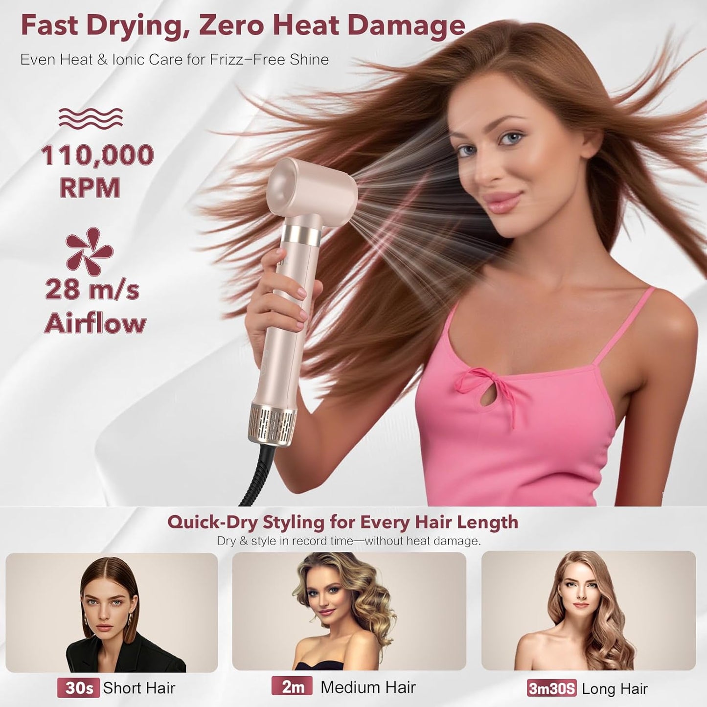StyleVibe 6-in-1 Multi-Styler, Blow Dryer Brush & Thermal Brush with Auto Wrap Curl L/R, Fast Drying, Smooth Blowouts, Root-Lift Volume, No Heat Damage Frizz-Free Air Styler with Travel Bag