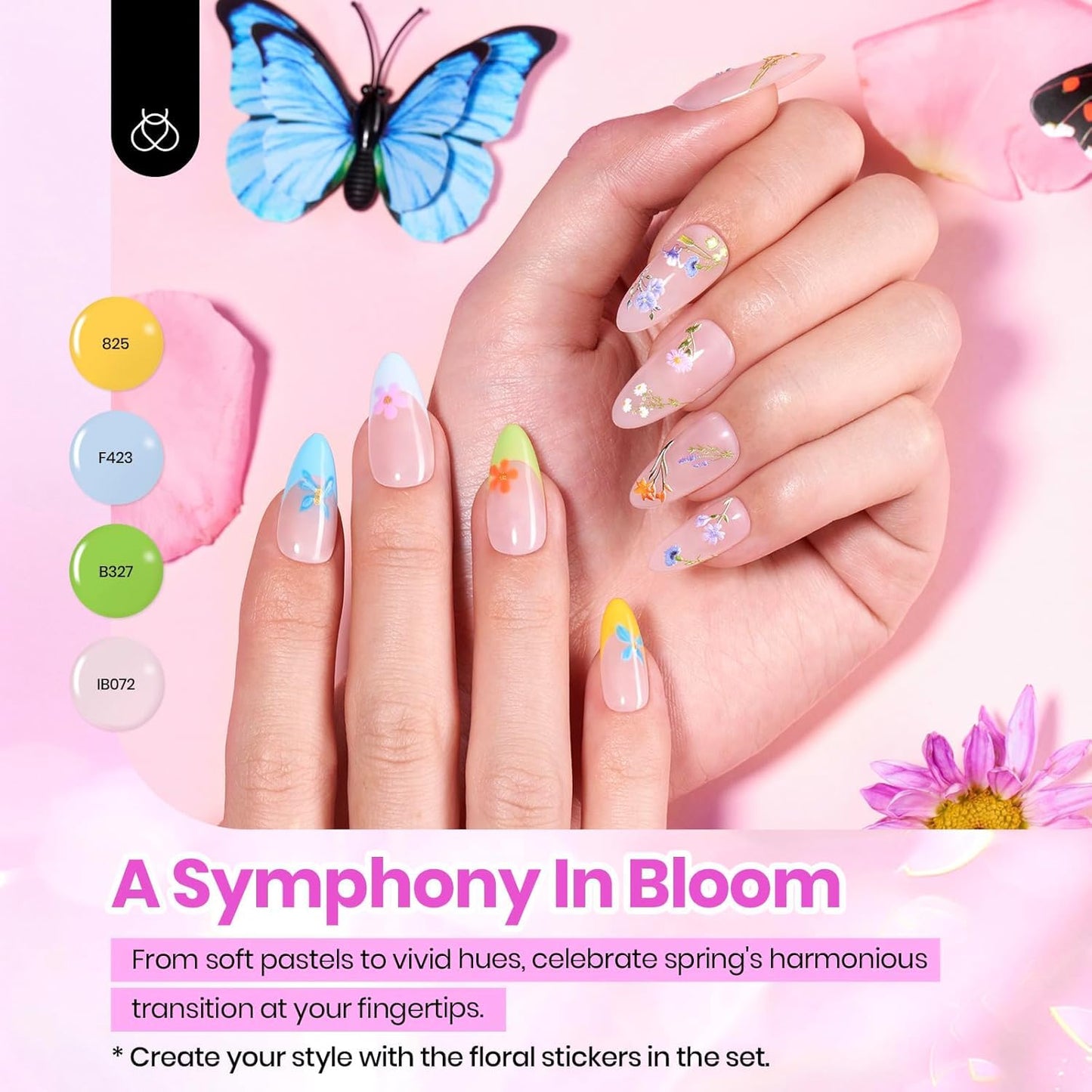 beetles Gel Nail Polish Set - 40 Pcs 36 Colors Nail Polish Kit Pink Red Green Blue Color Gel with Base&Glossy Matte Top Coat UV LED Petal Symphony Collection Nail Art Halloween Gifts for Women