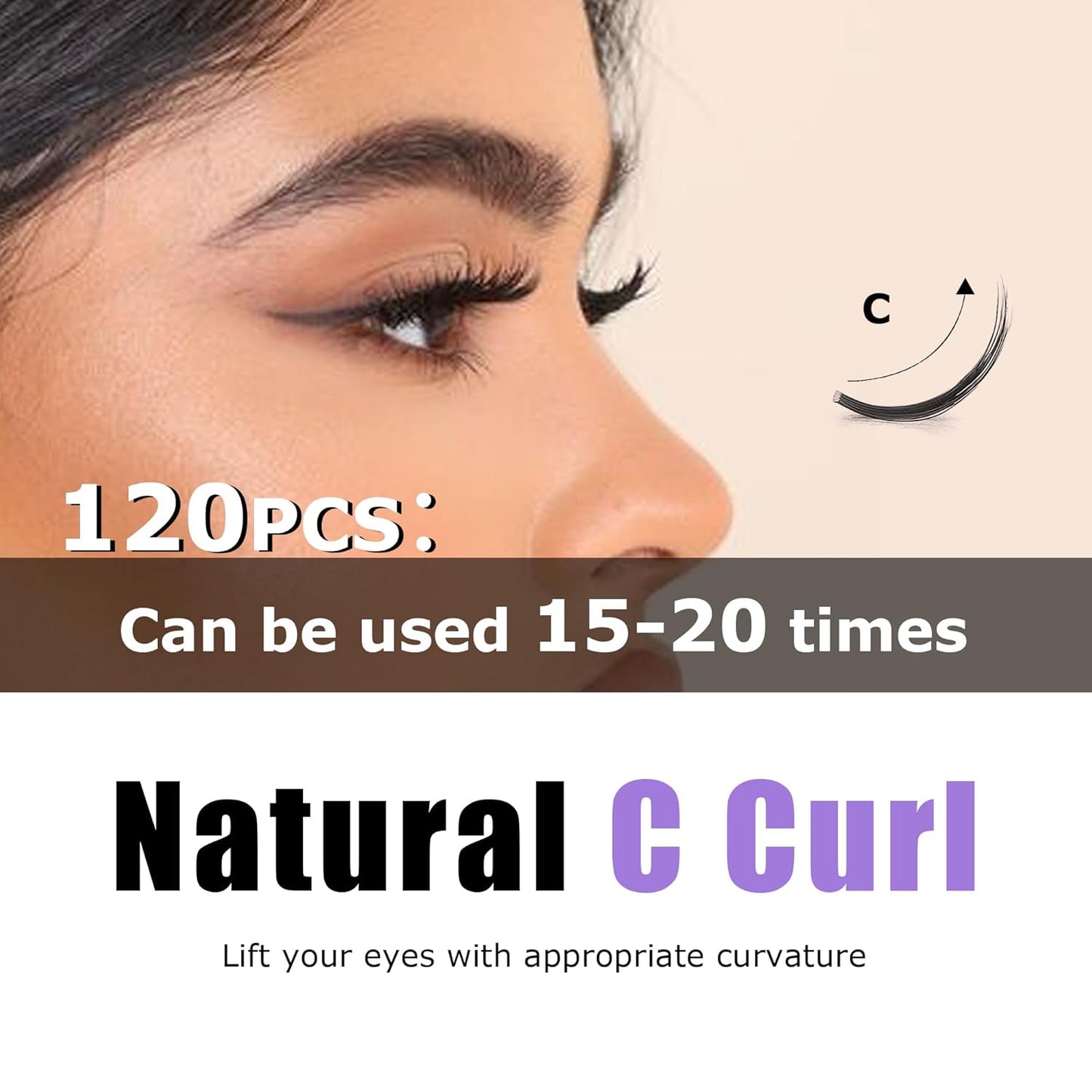GAQQI Lash Clusters, Eyelash Clusters 120PCS C Curl Individual Lashes, Wispy Cluster Eyelash Extension 10-16mm Mixed Length, Natural Looking Cluster Lashes （GQ03, C Curl, 10-16mm)