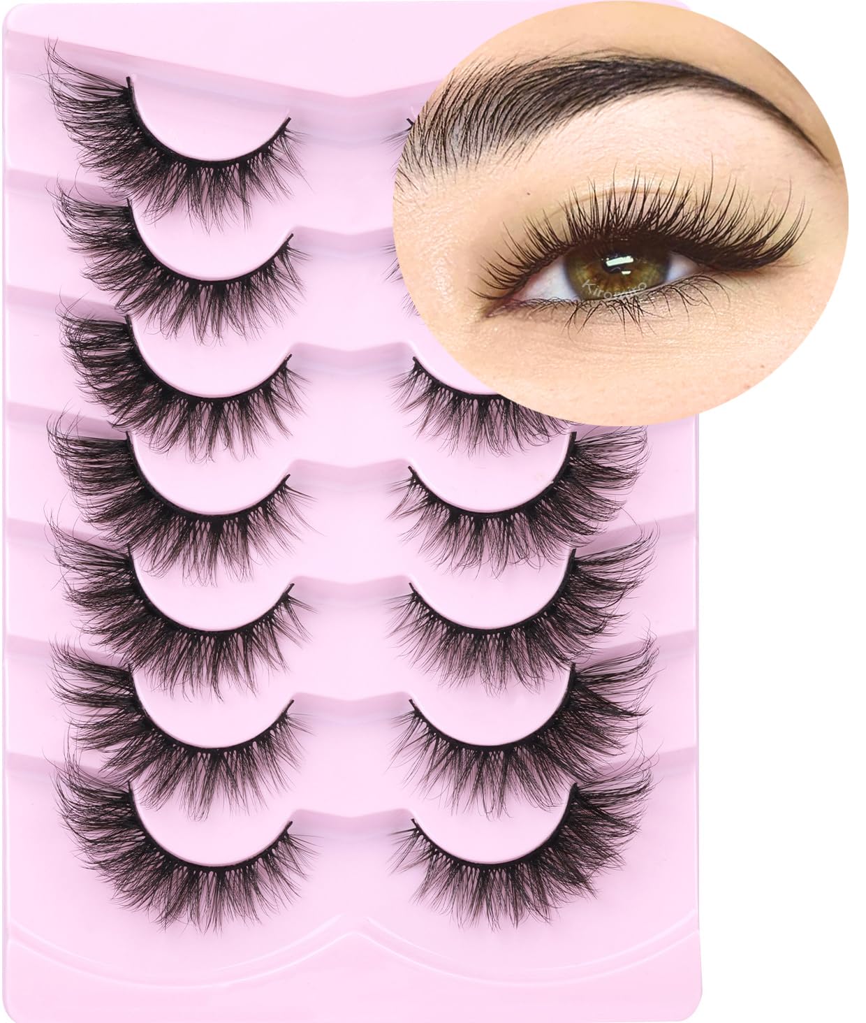 False Lashes Natural Look Faux Mink Eyelashes Wispy Fox Eye Lashes That Look Like Extensions 3D Mink Lashes Natural Strip Lashes Pack by Kiromiro