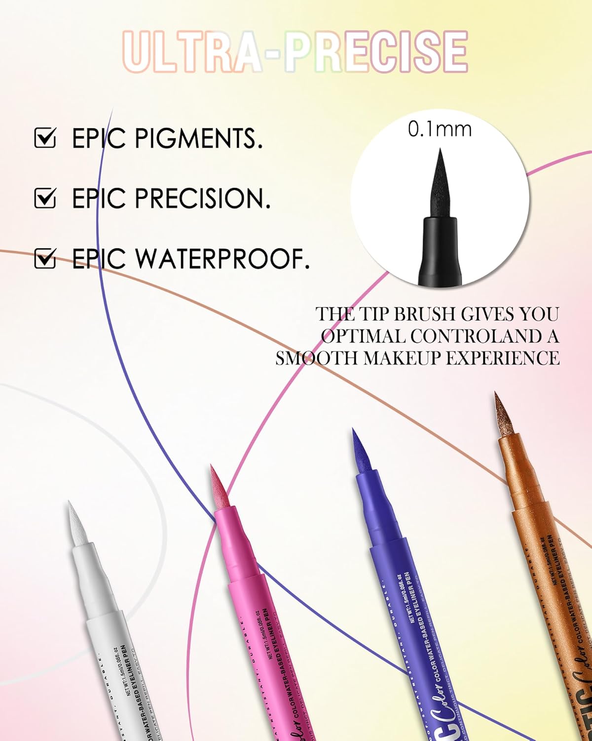 Pink Matte Liquid Eyeliner Pencil, Colorful High Pigmented Waterline Eye liner Waterproof Pen, Bright Colored Smudgeproof Long Lasting Eyeliner Pen Christmas Party Festival Makeup Gift for Women-04