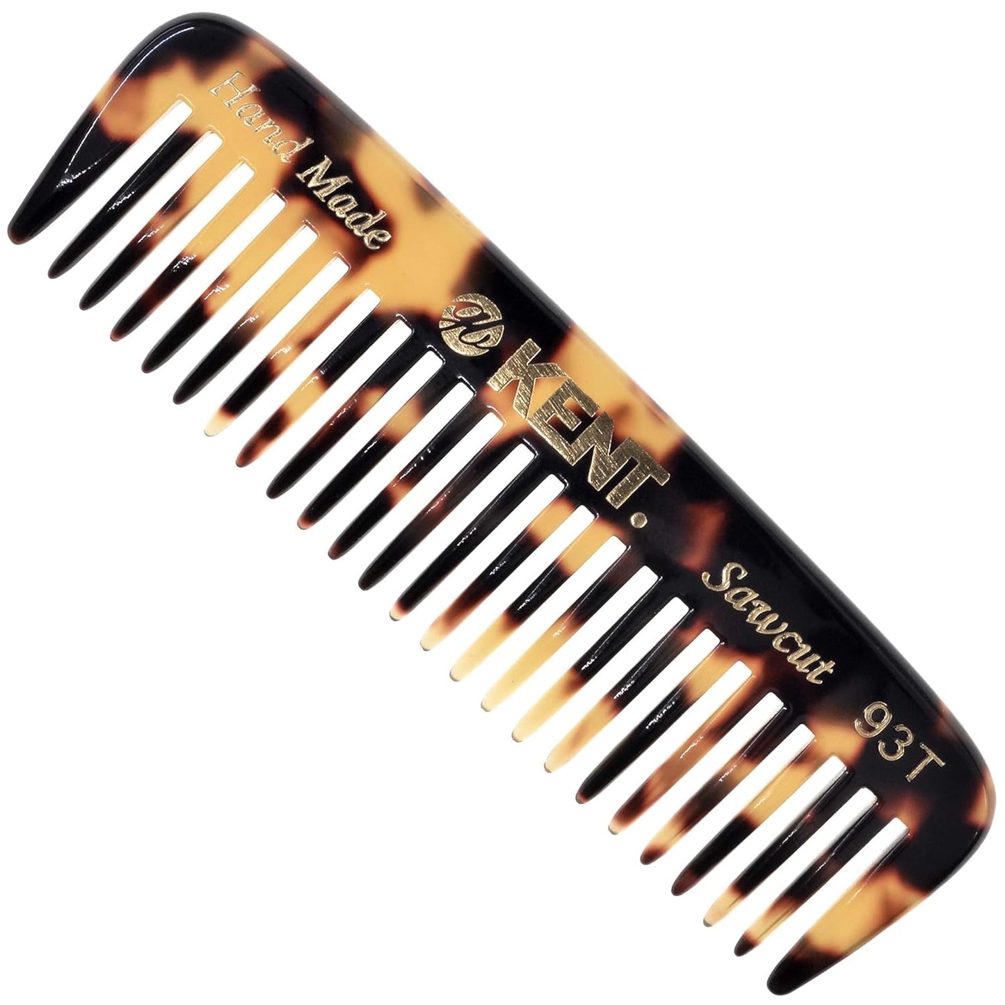Kent 93T Tokyo Yellow Beard Comb for Men - Wide Tooth Men's Comb, Ideal For Mustaches and Beards and Facial Hair, Small Pocket Sized Travel Detangler Combs, Saw-Cut, Hand Polished, Made in England